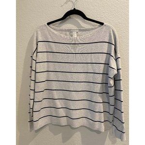 H&M stripe boxy open neck sweater size M
